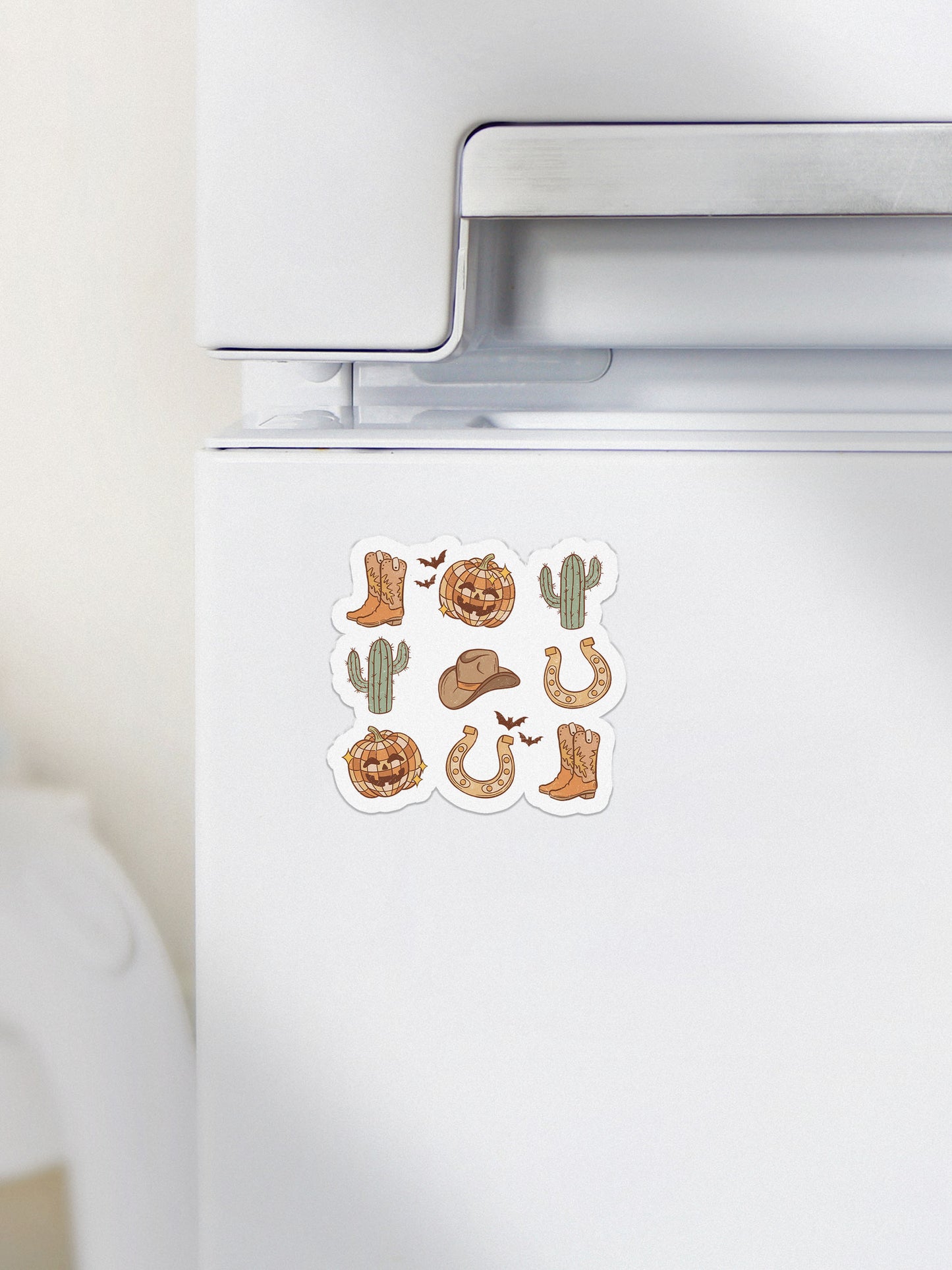 Pumpkin Boots Collage Howdy Western Halloween Magnet
