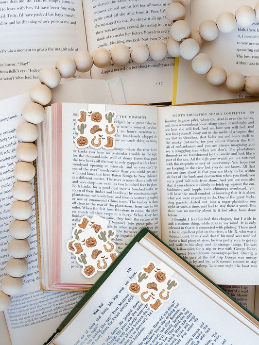 Pumpkin Boots Collage Howdy Western Halloween Magnetic Bookmark