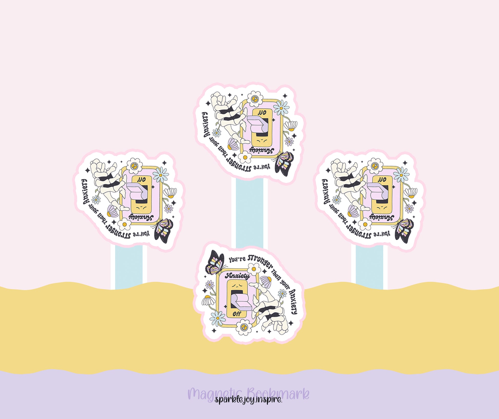 You're Stronger Than Your Anxiety Mental Health Diy Magnetic Bookmark Paper Craft Printable
