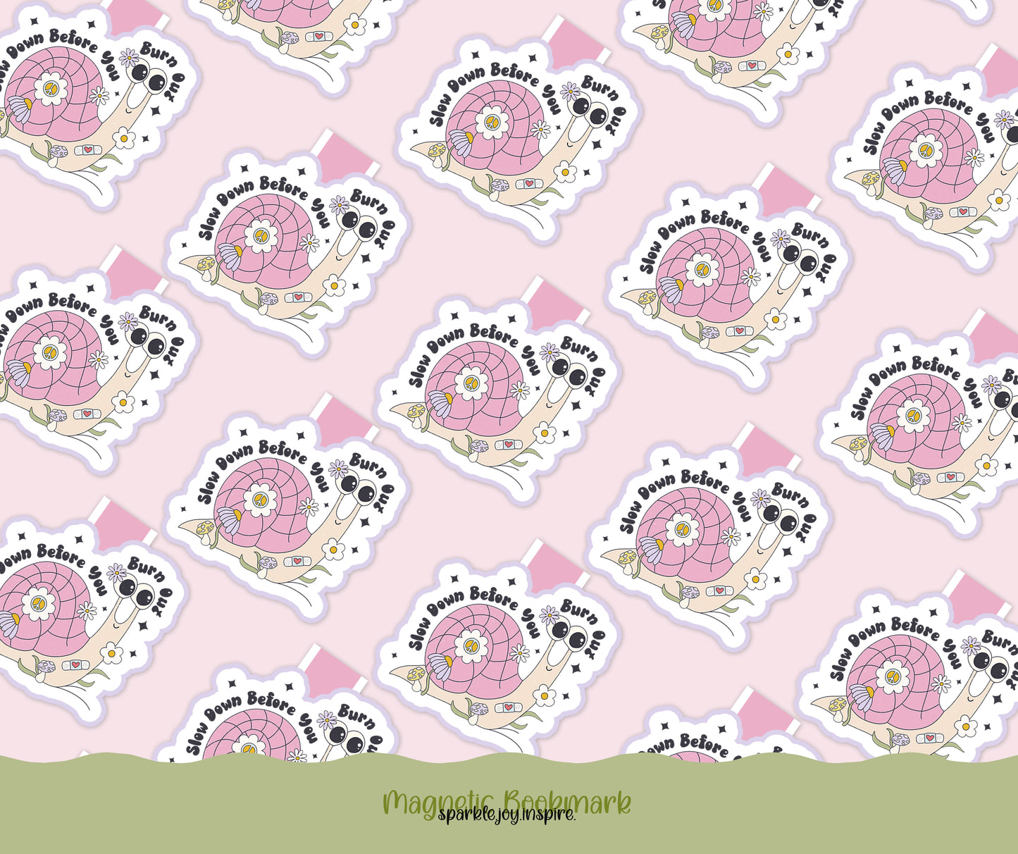 Slow Down Before You Burn Out Mental Health Magnetic Bookmark Paper Craft Printable