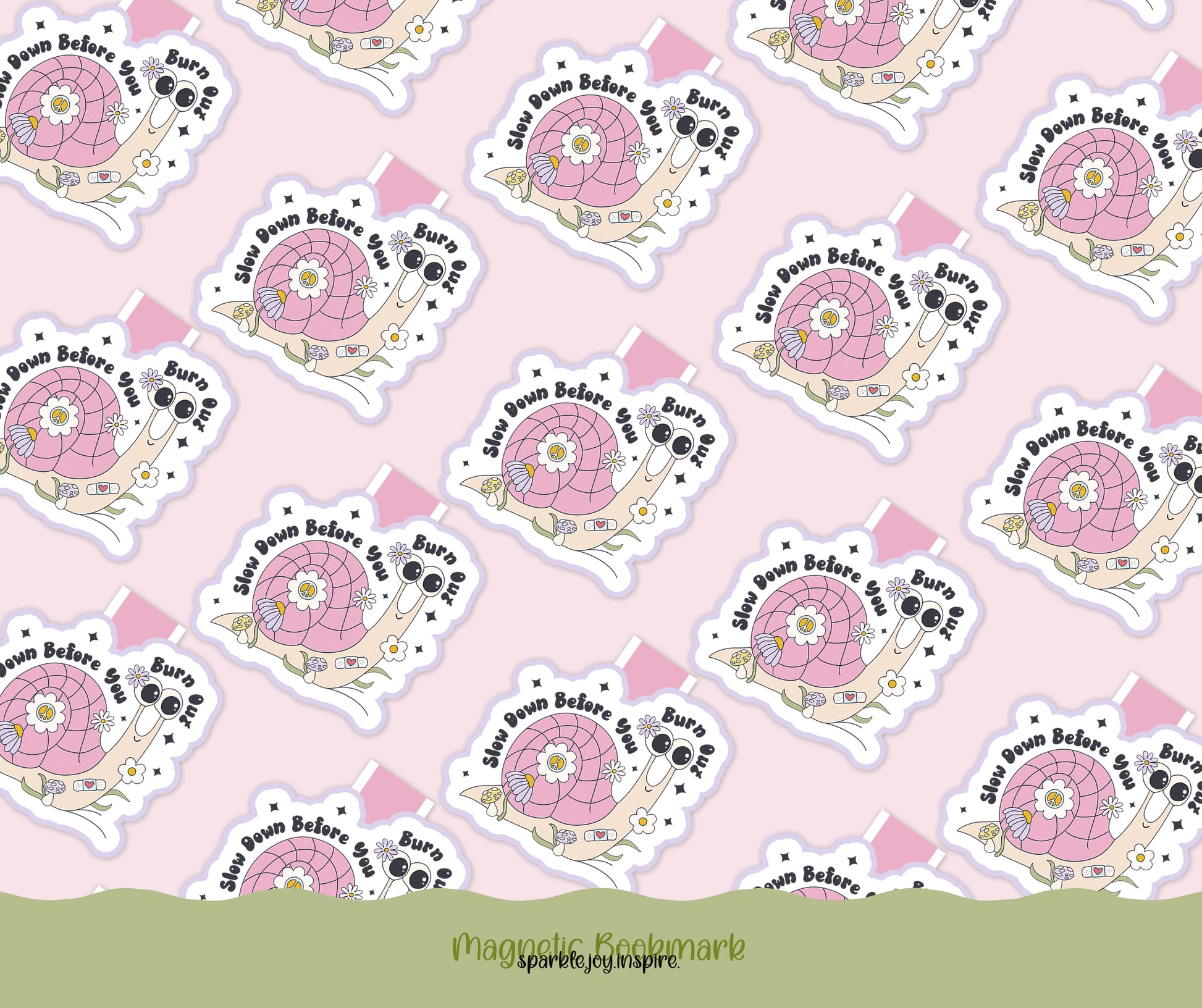 Slow Down Before You Burn Out Mental Health Magnetic Bookmark Paper Craft Printable