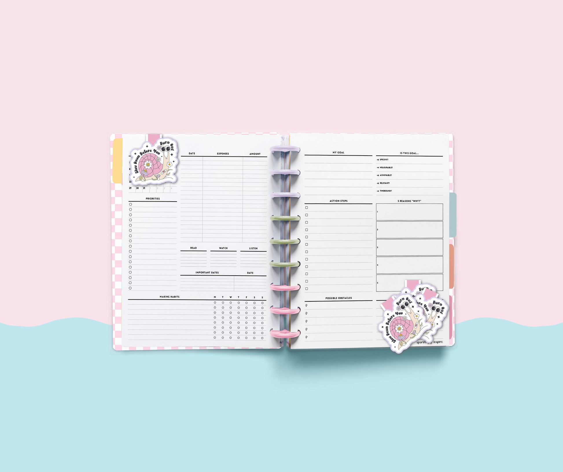Slow Down Before You Burn Out Mental Health Magnetic Bookmark Paper Craft Printable