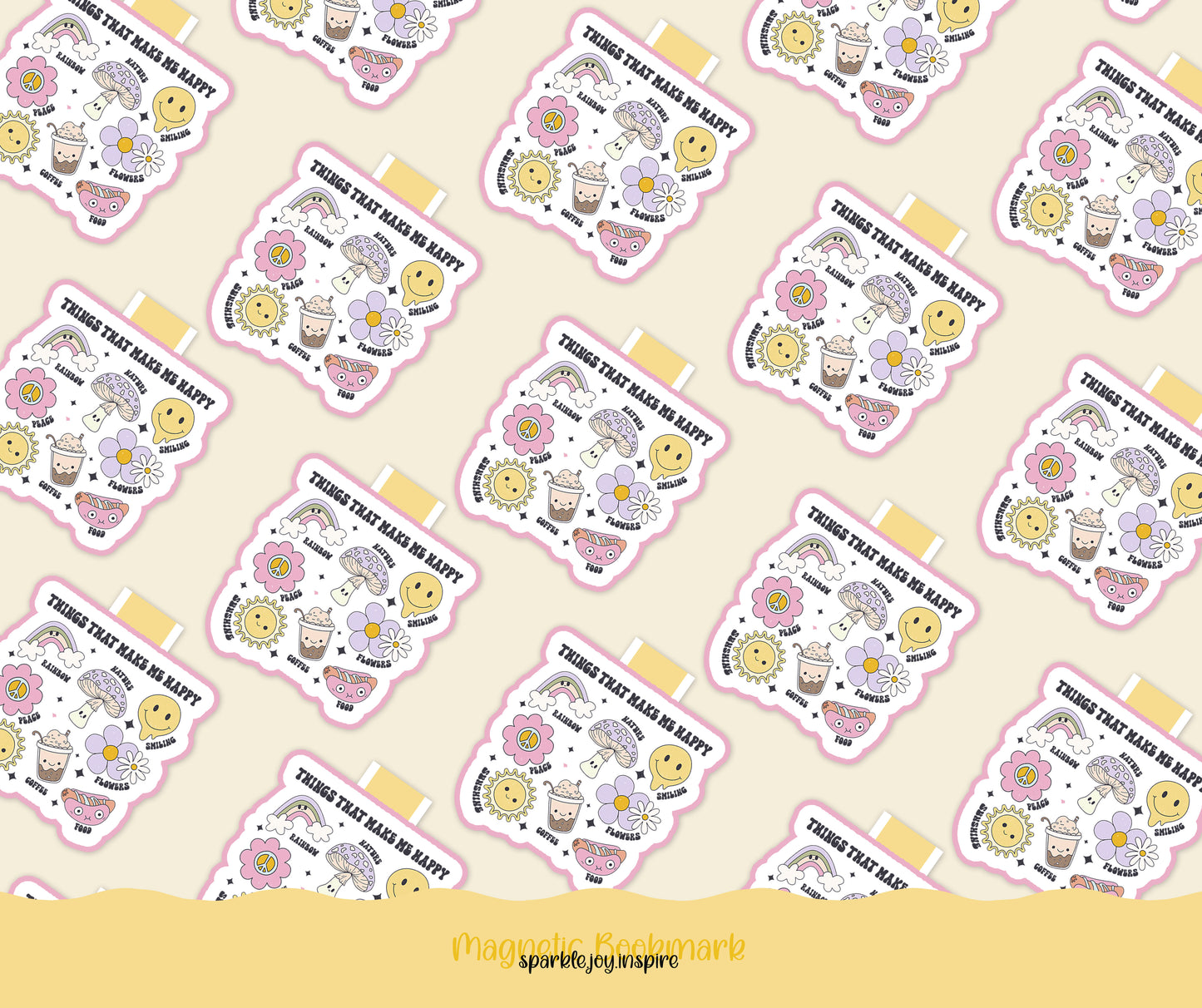 Things That Make Me Happy Mental Health Magnetic Bookmark Paper Craft Printable