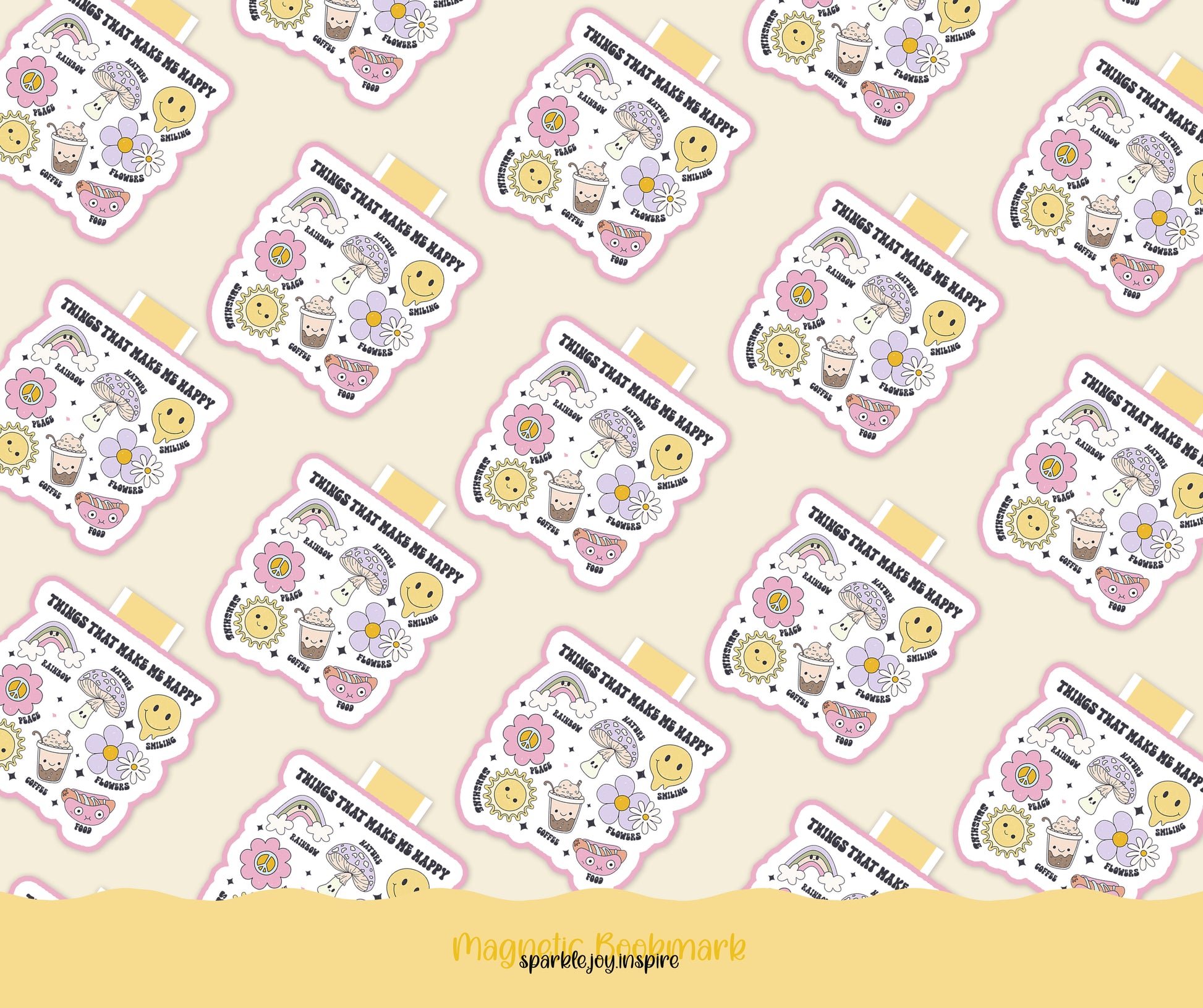Things That Make Me Happy Mental Health Magnetic Bookmark Paper Craft Printable