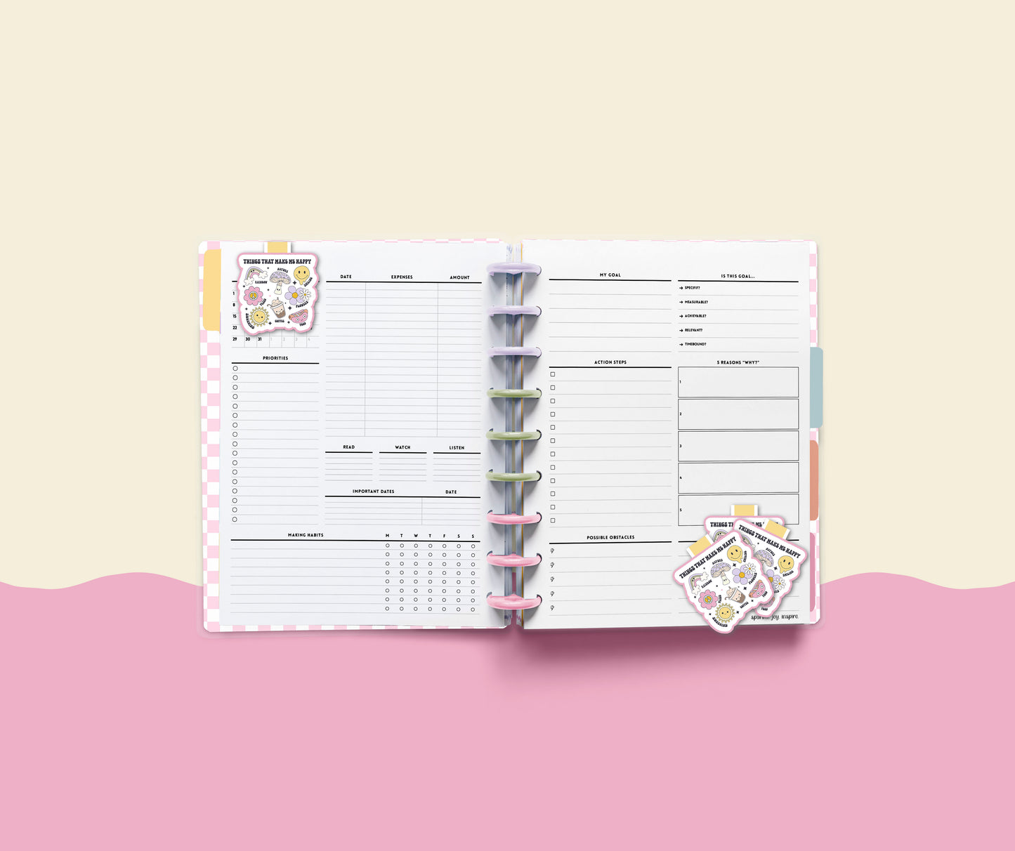 Things That Make Me Happy Mental Health Magnetic Bookmark Paper Craft Printable