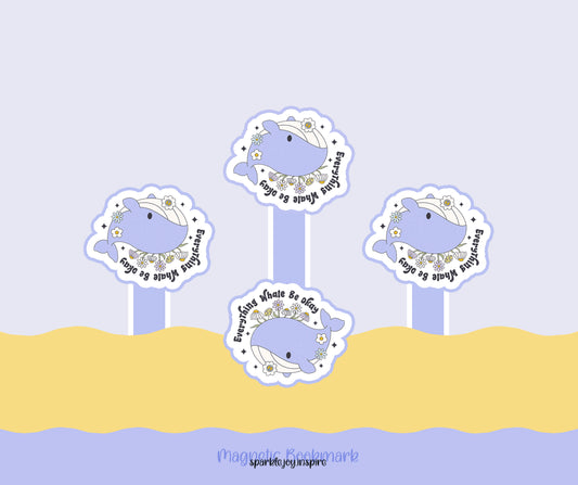 Everything Whale Be Okay Mental Health Magnetic Bookmark Paper Craft Printable