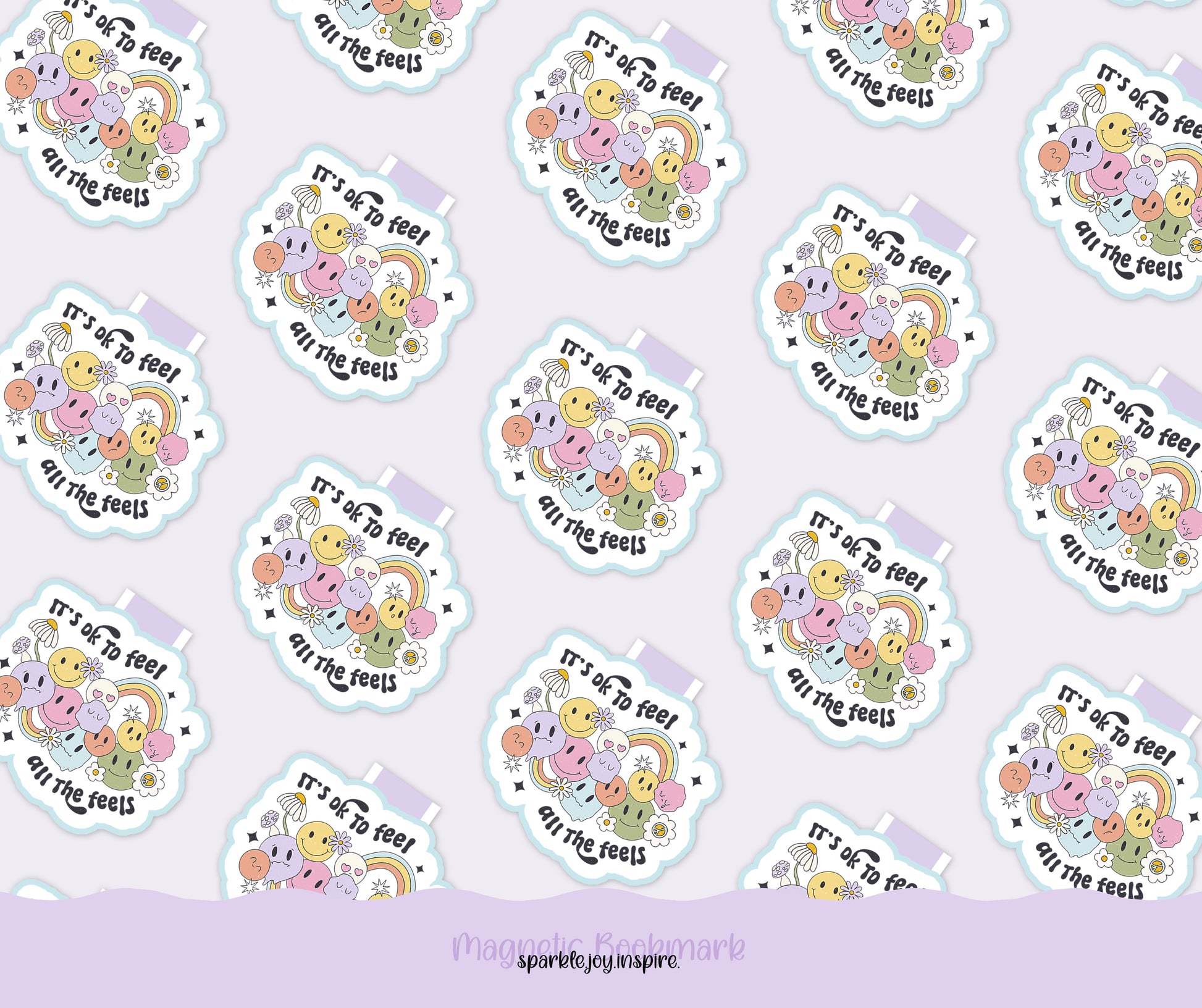 It's Okay To Feel All The Feels Mental Health Magnetic Bookmark Paper Craft Printable