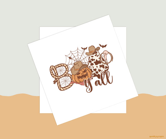 Boo Yall Howdy Western Halloween Sublimation Transfer Print