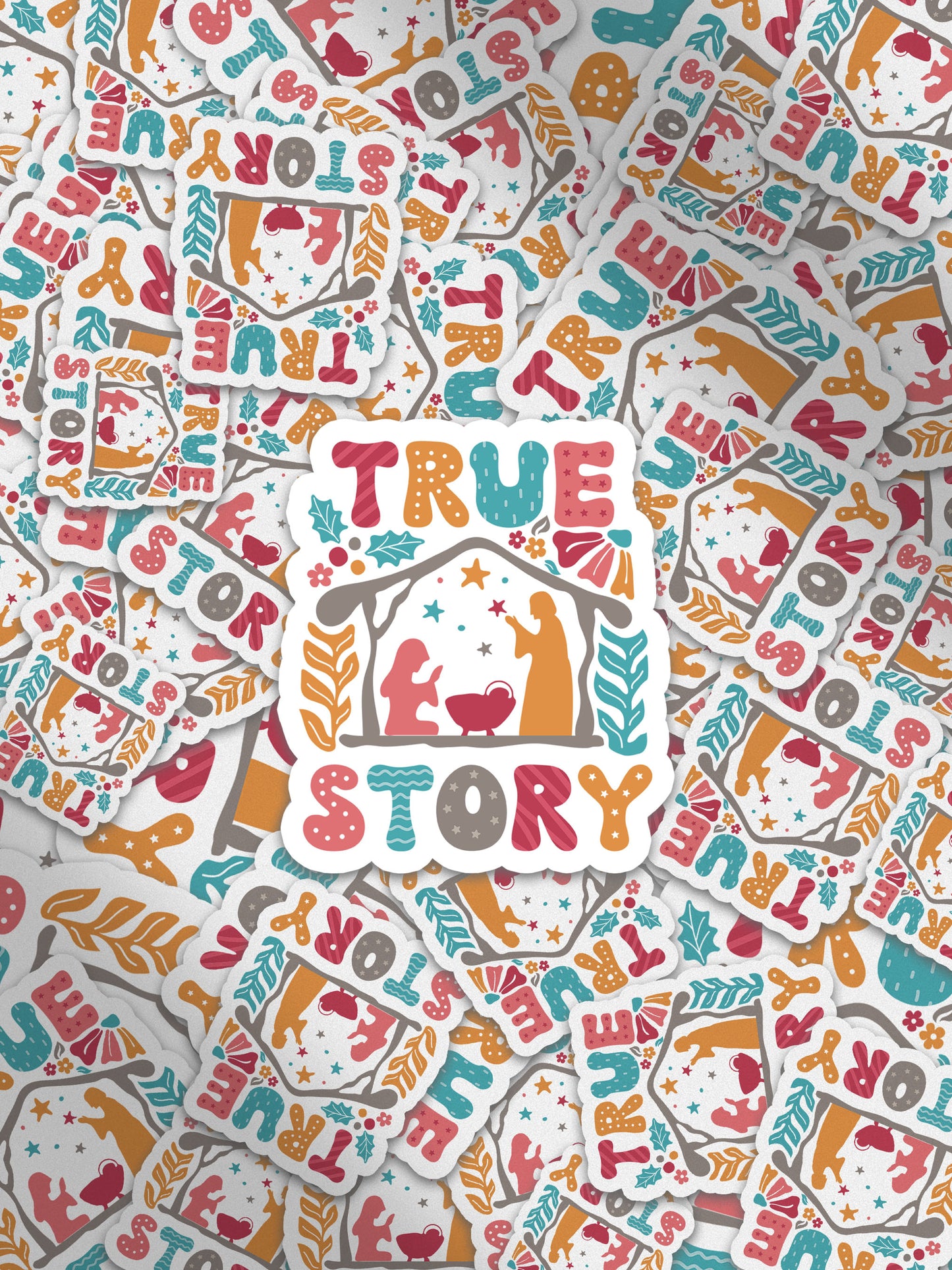 True Story Nativity Boho Christmas Christian Jesus Sticker