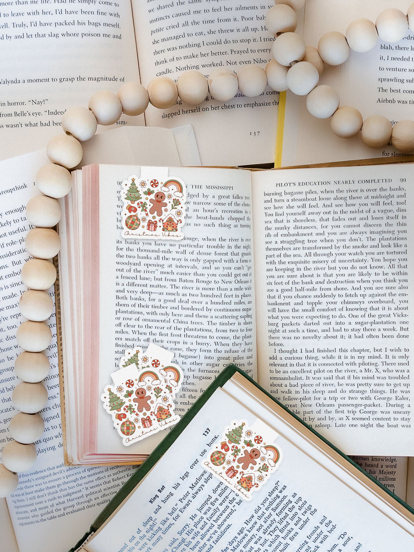 Christmas Vibes Collage Groovy Red Christmas Magnetic Bookmark