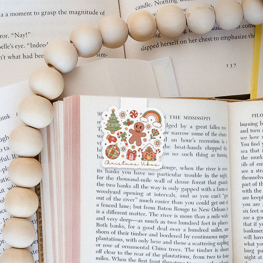 Christmas Vibes Collage Groovy Red Christmas Magnetic Bookmark