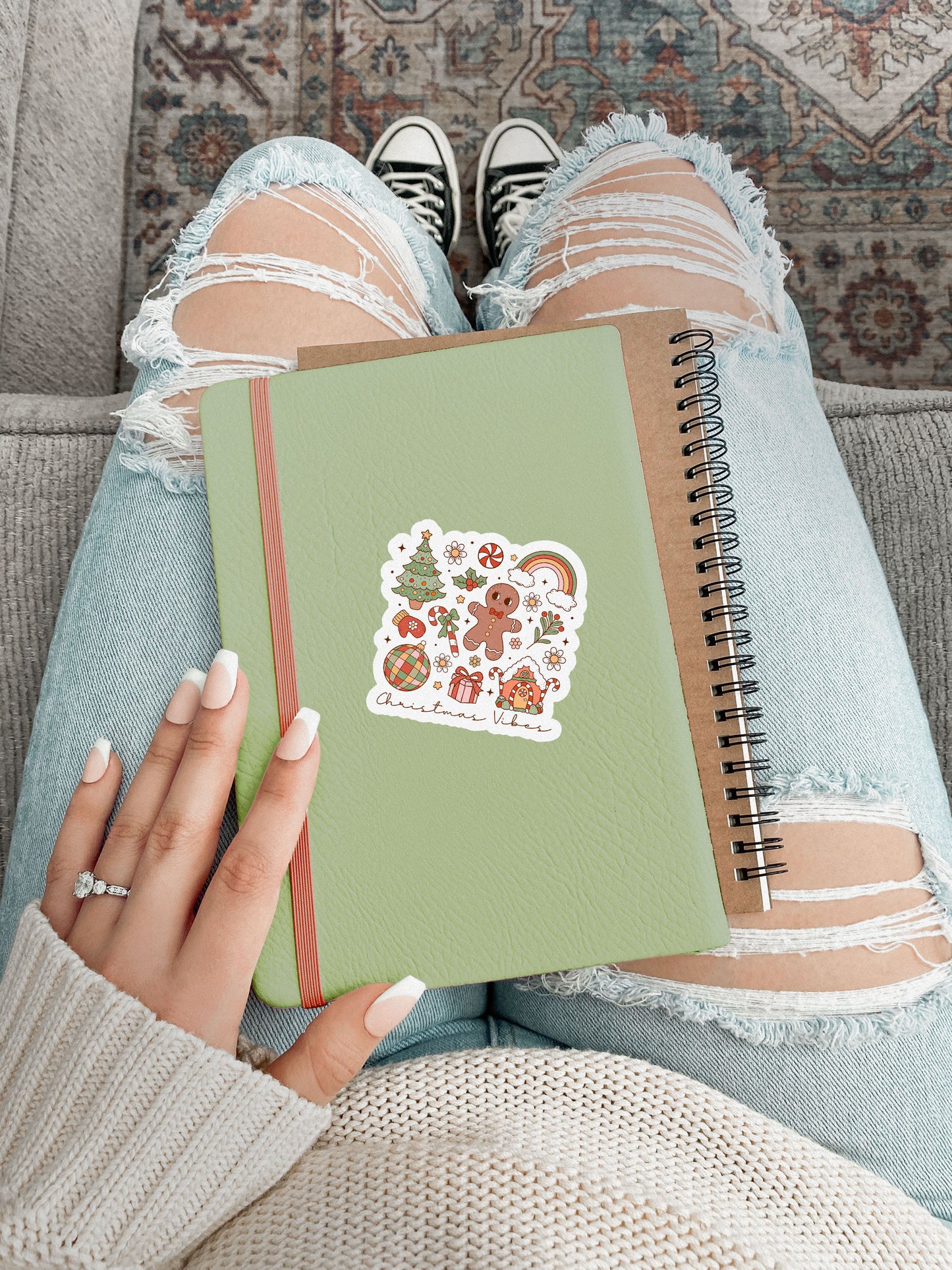 Christmas Vibes Collage Groovy Red Christmas Sticker