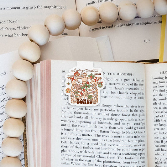 Feeling Christmas In The Bones Groovy Red Christmas Magnetic Bookmark