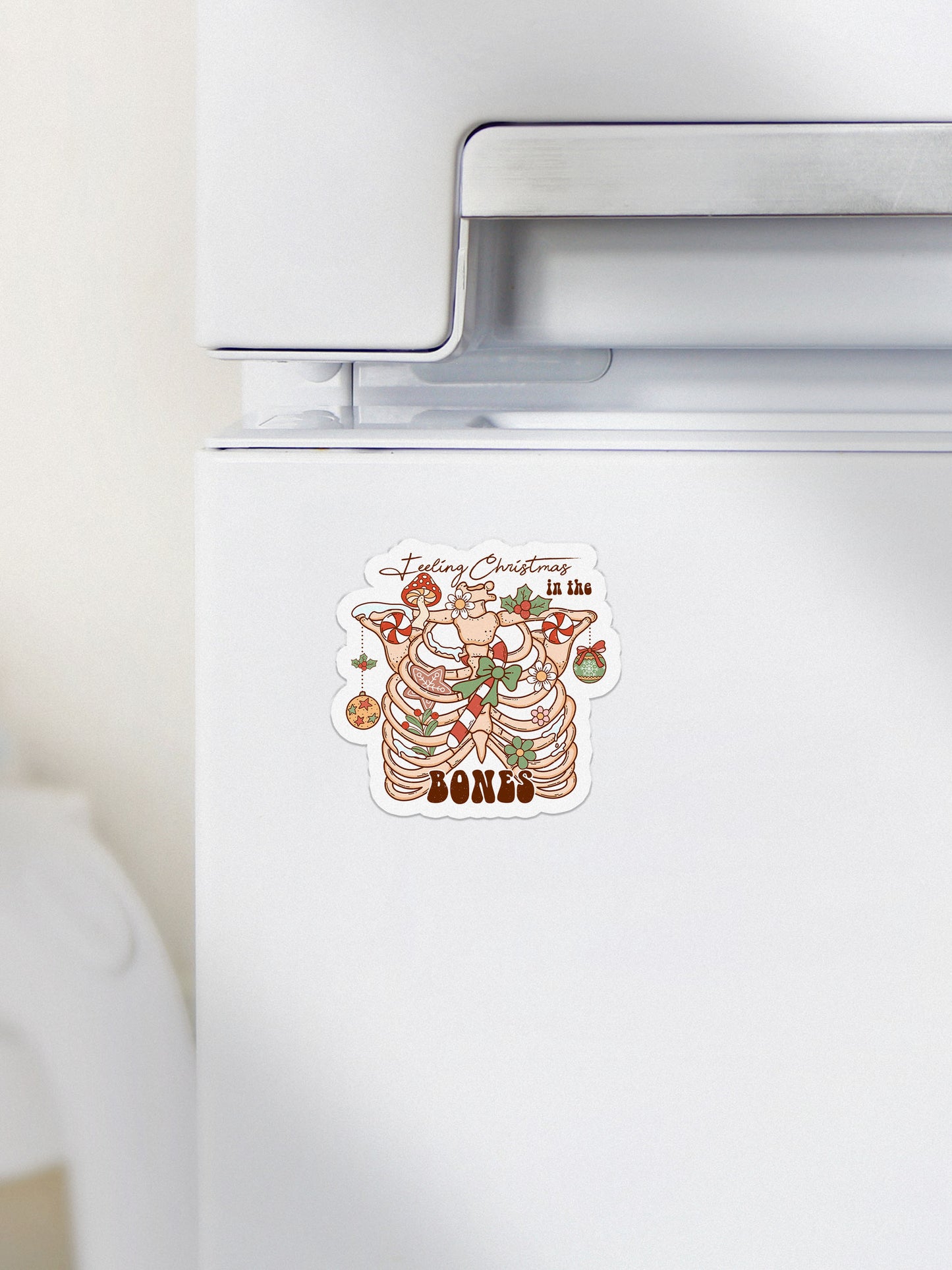 Feeling Christmas In The Bones Groovy Red Christmas Magnet