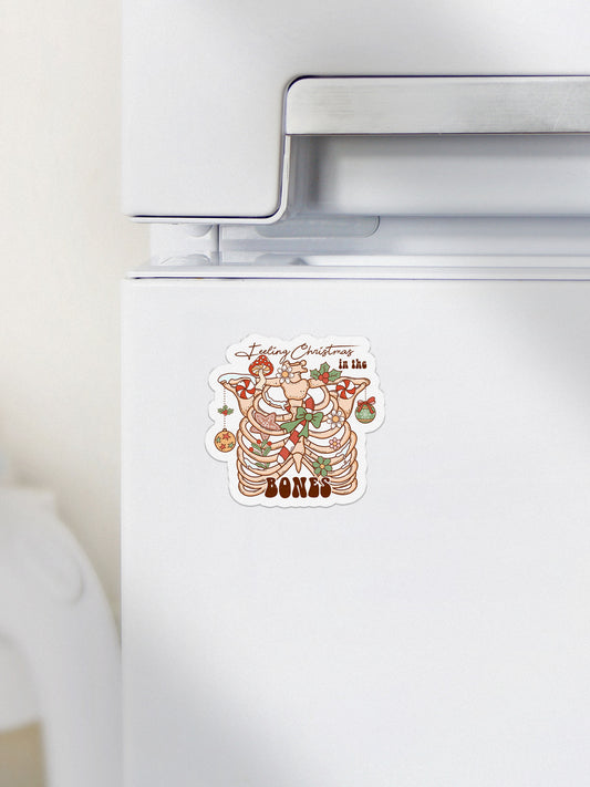 Feeling Christmas In The Bones Groovy Red Christmas Magnet