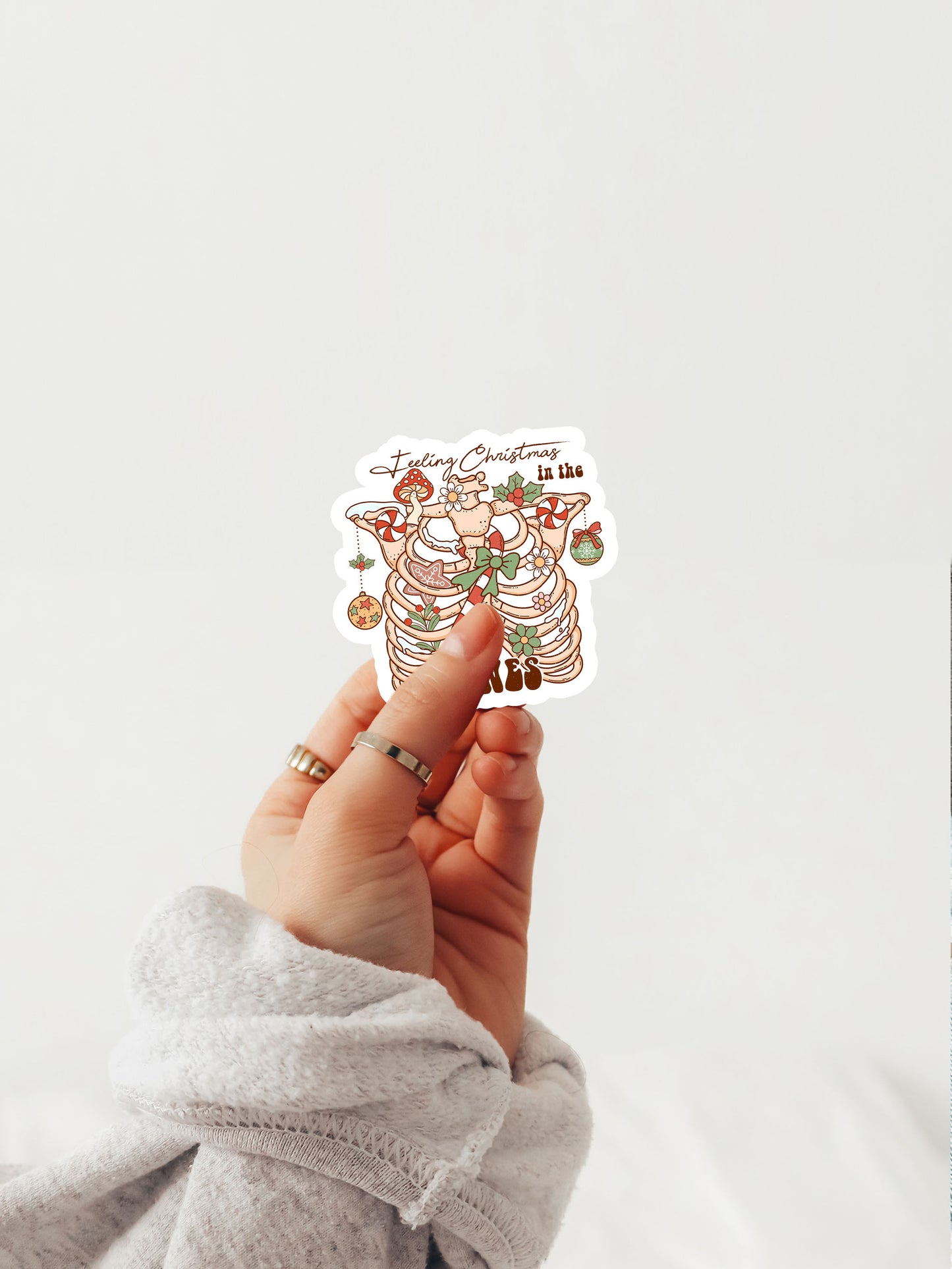 Feeling Christmas In The Bones Groovy Red Christmas Sticker