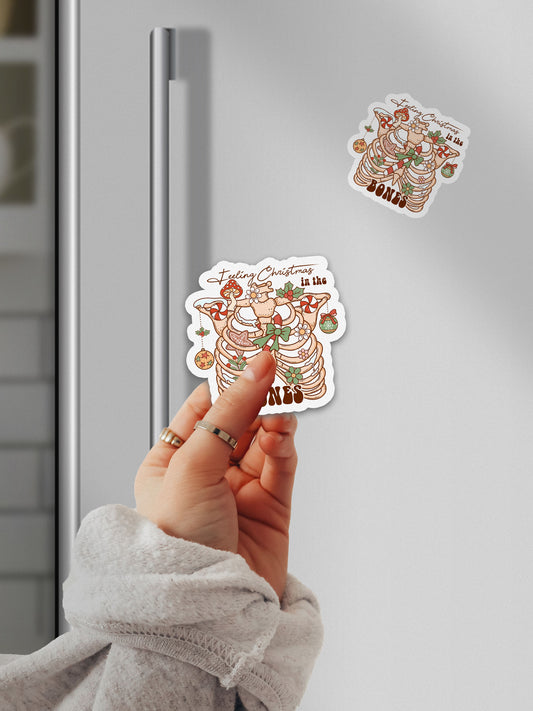 Feeling Christmas In The Bones Groovy Red Christmas Magnet