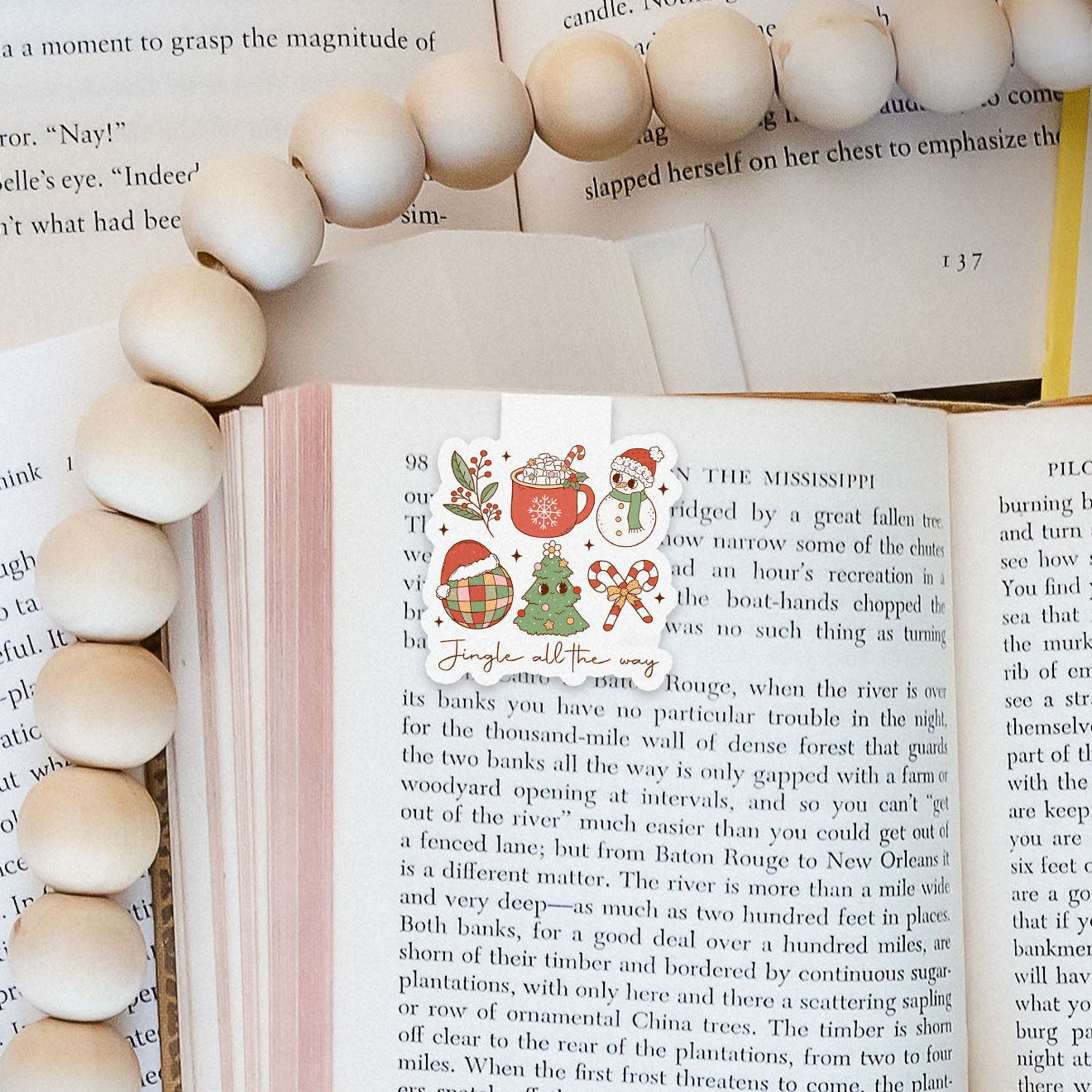 Jingle All The Way Collage Groovy Red Christmas Magnetic Bookmark