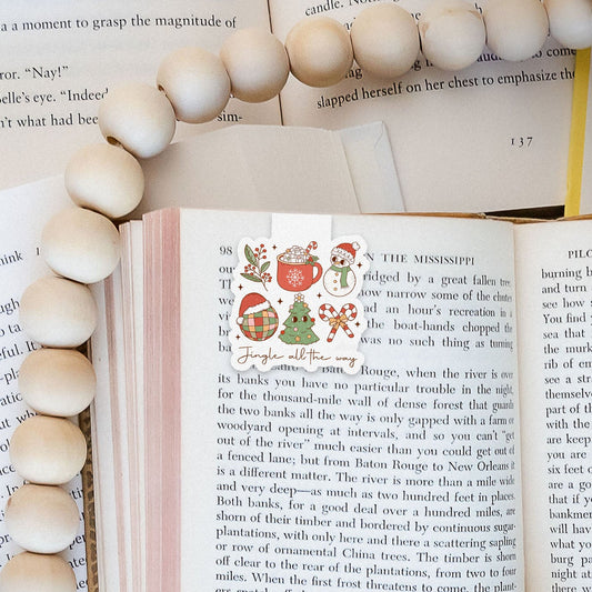 Jingle All The Way Collage Groovy Red Christmas Magnetic Bookmark