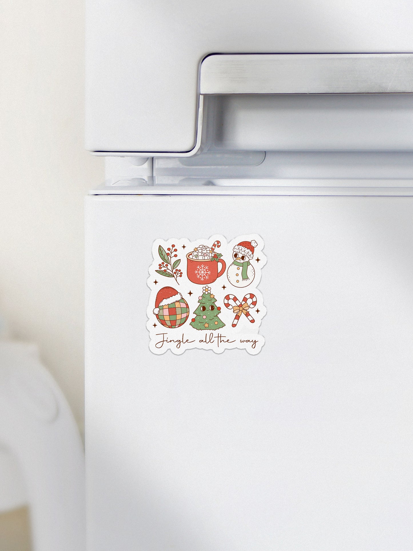 Jingle All The Way Collage Groovy Red Christmas Magnet