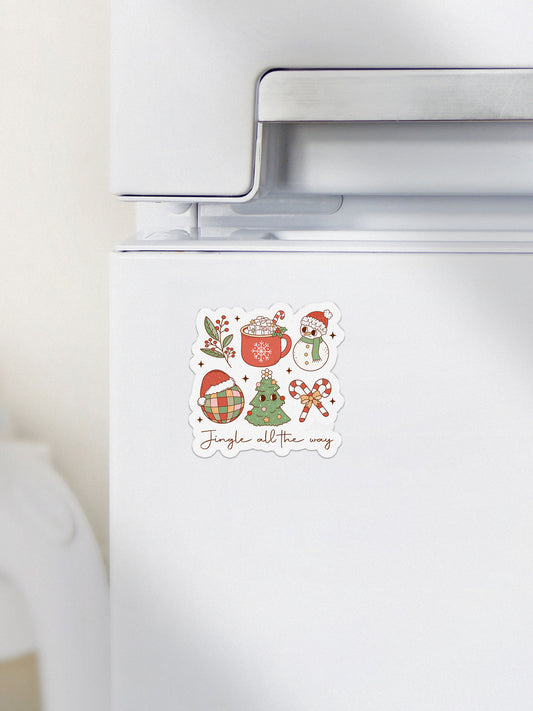 Jingle All The Way Collage Groovy Red Christmas Magnet