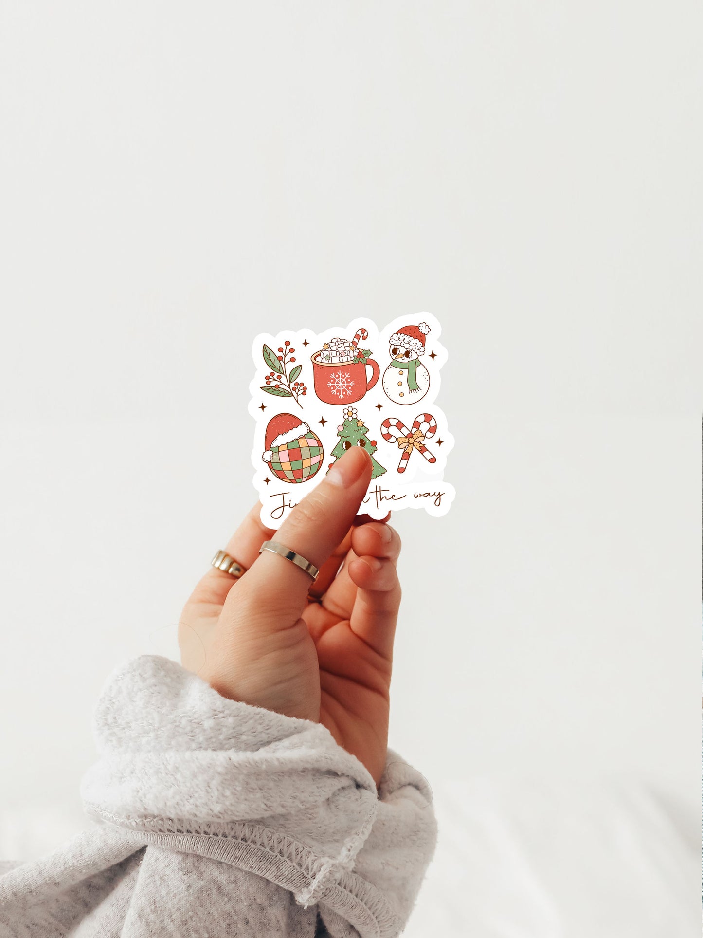 Jingle All The Way Collage Groovy Red Christmas Sticker