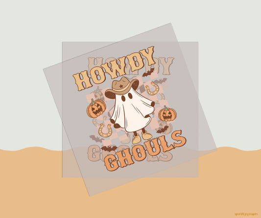Howdy Ghouls Checkered Howdy Western Halloween DTF Transfer Print