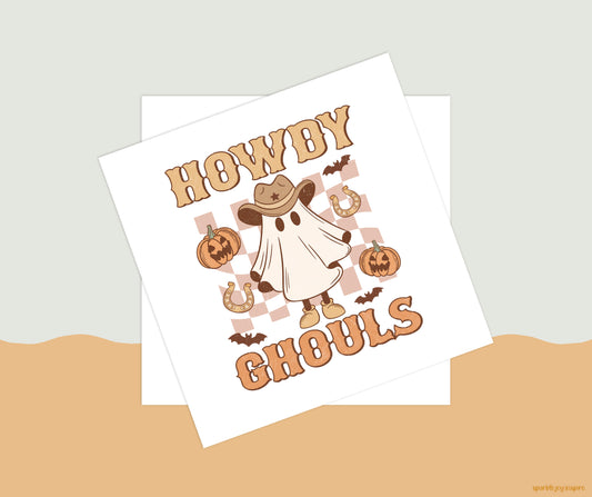 Howdy Ghouls Checkered Howdy Western Halloween Sublimation Transfer Print