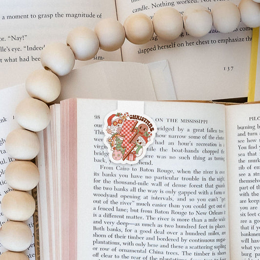 Christmas Retro Lightning Crew Groovy Red Christmas Magnetic Bookmark