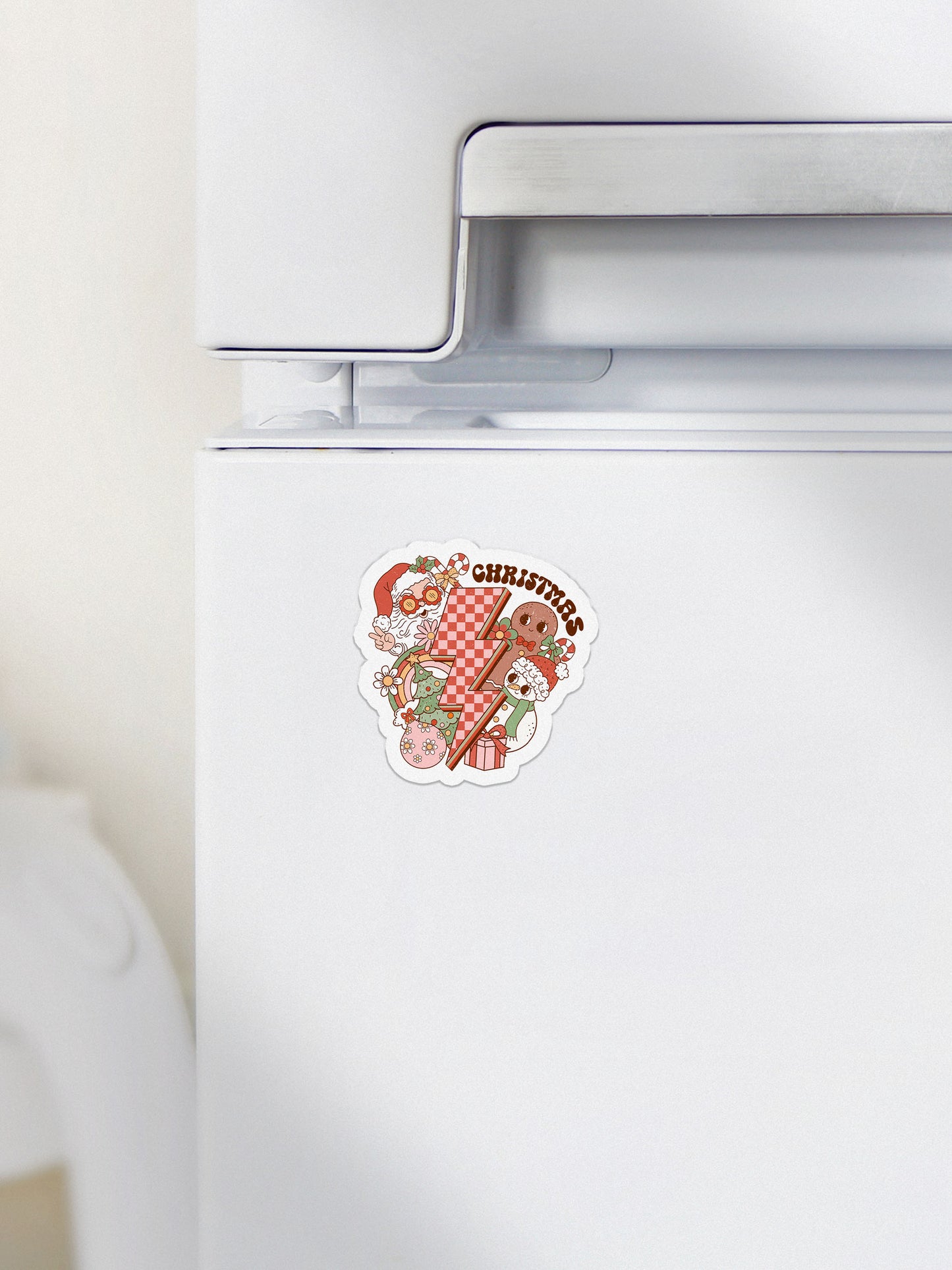 Christmas Retro Lightning Crew Groovy Red Christmas Magnet