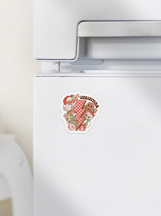 Christmas Retro Lightning Crew Groovy Red Christmas Magnet