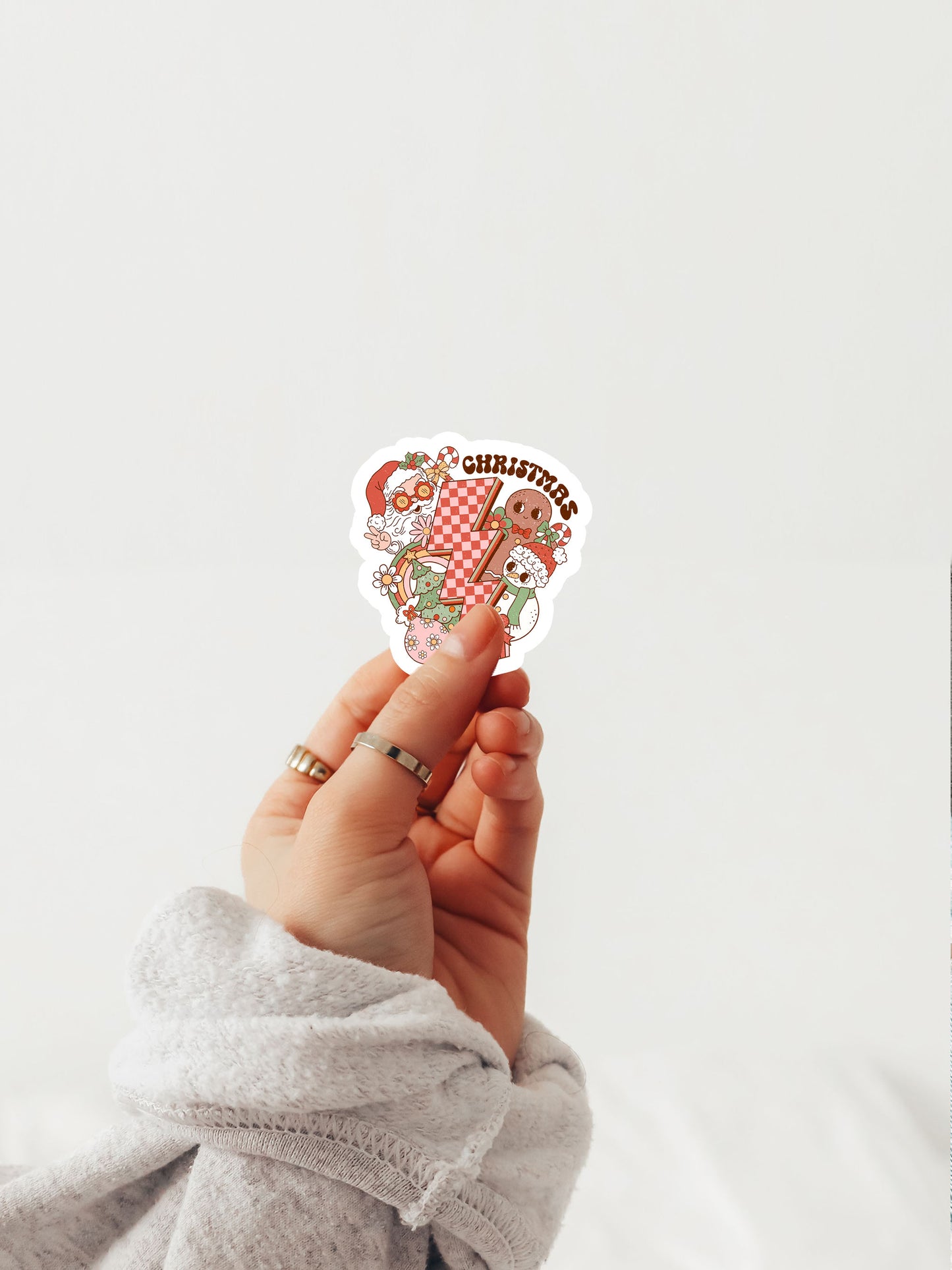 Christmas Retro Lightning Crew Groovy Red Christmas Sticker