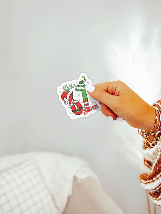 Santa Elf 67 Cartoon Christmas Funny Six Seven Sticker