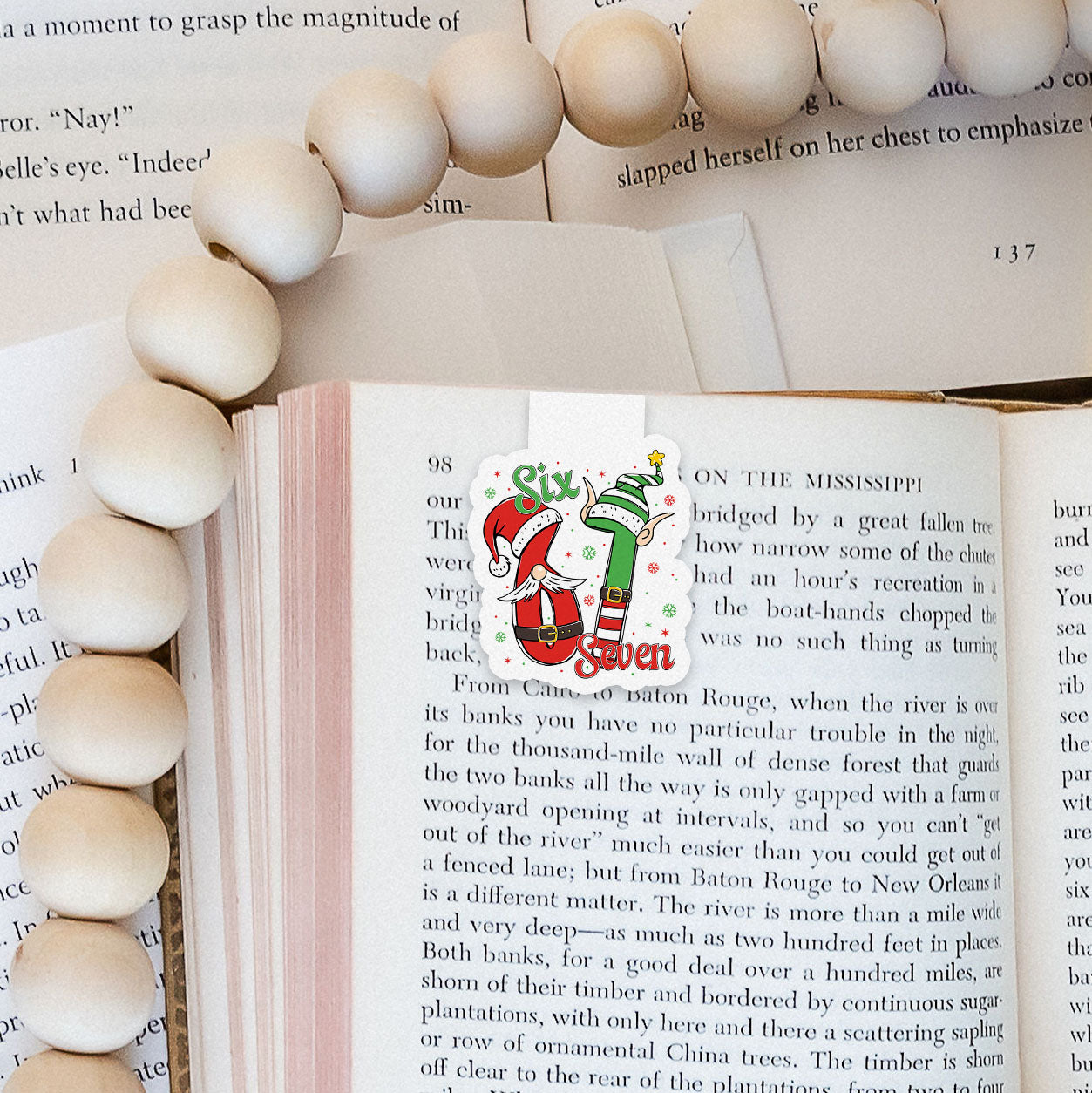 Santa Elf 67 Cartoon Christmas Funny Six Seven Magnetic Bookmark