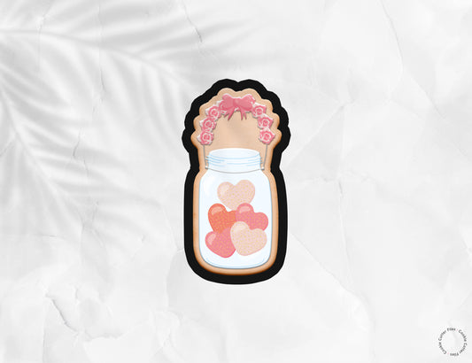 Galentine Glass Canning Jar Valentine Cookie Cutter STL Files Cookie Cutter Files