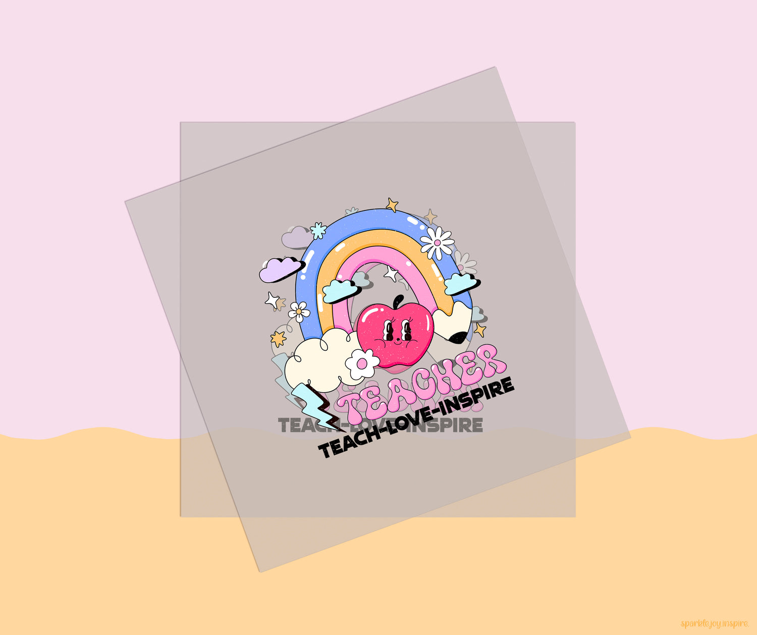 Teach Love Inspire Groovy Teacher DTF Transfer Print