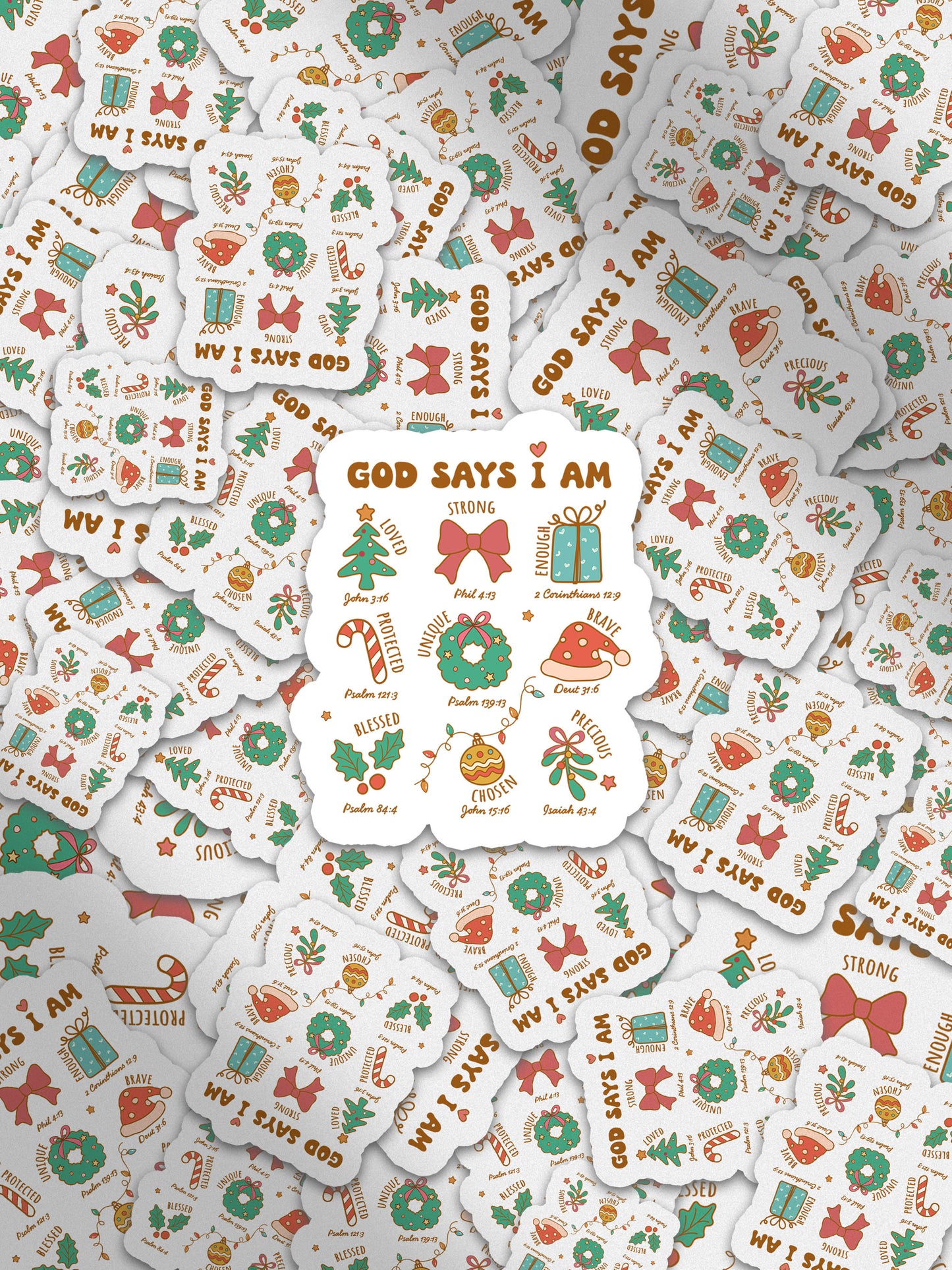 God Says I Am Boho Christmas Christian Jesus Sticker