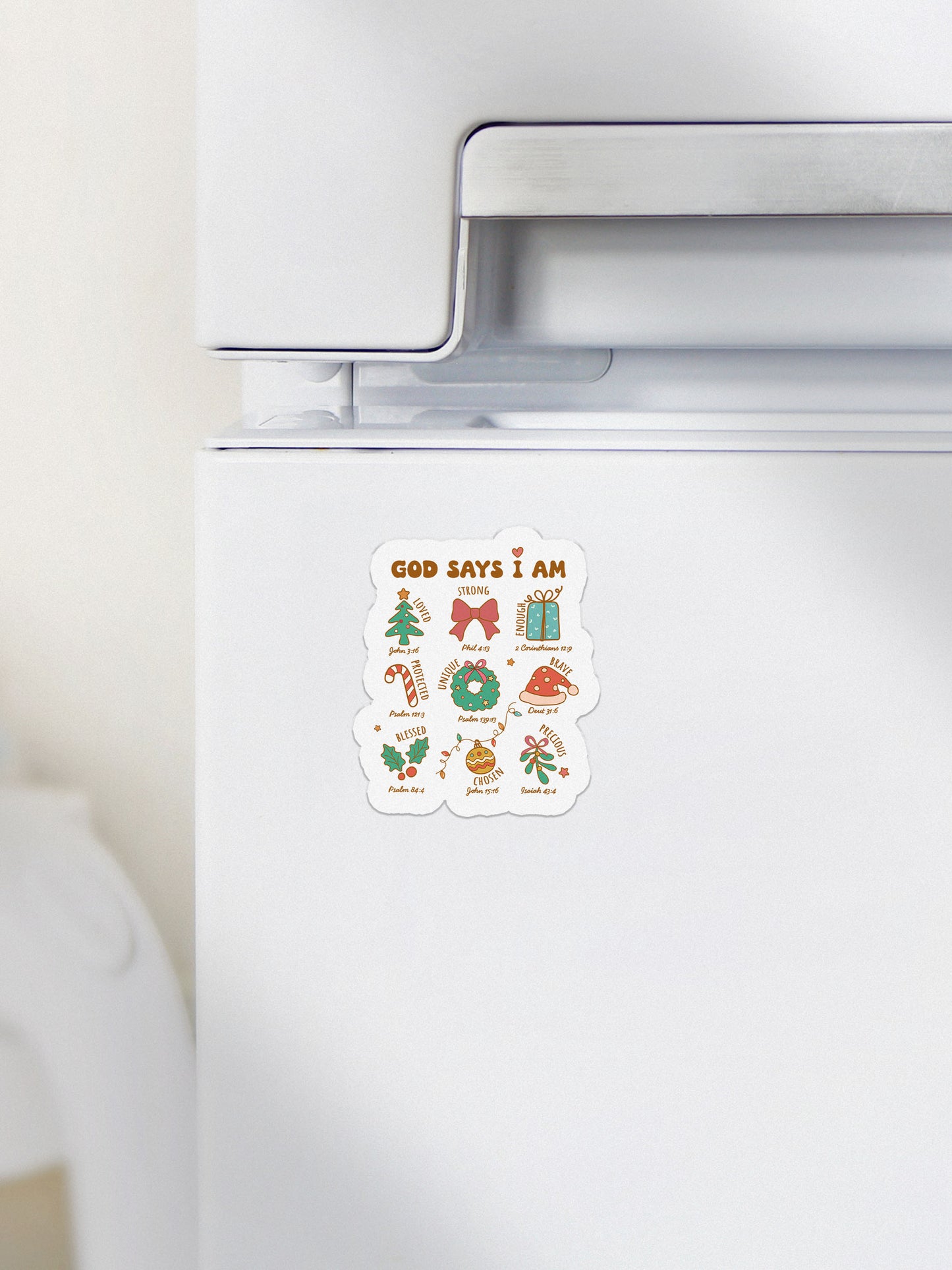 God Says I Am Boho Christmas Christian Jesus Magnet