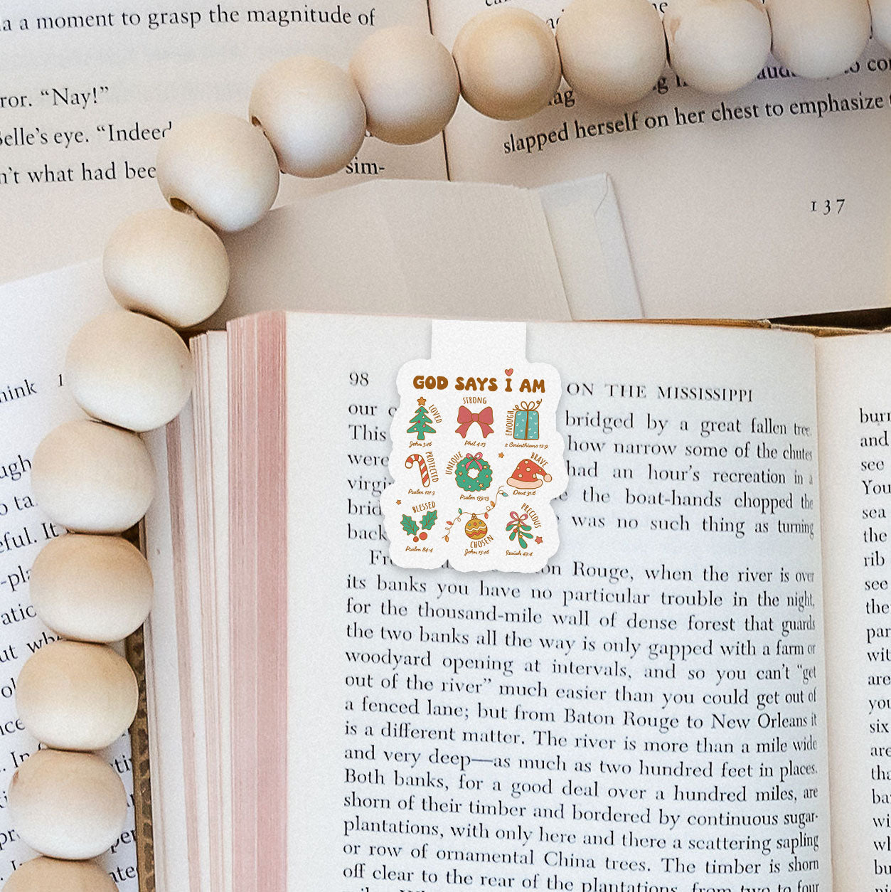 God Says I Am Boho Christmas Christian Jesus Magnetic Bookmark