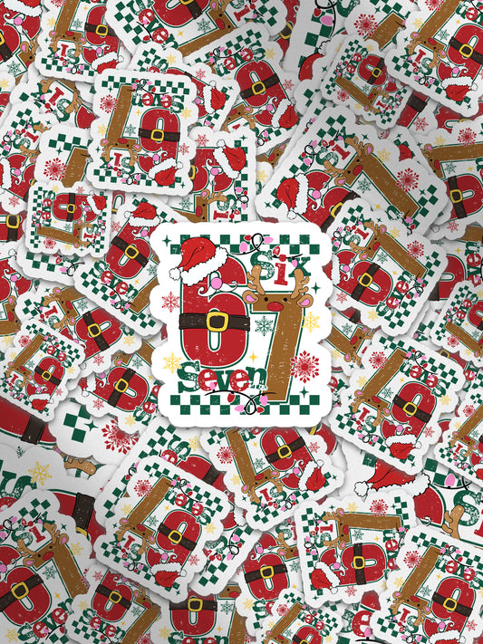 Santa Deer 67 Retro Christmas Funny Six Seven Sticker