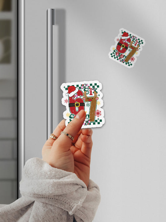 Santa Deer 67 Retro Christmas Funny Six Seven Magnet