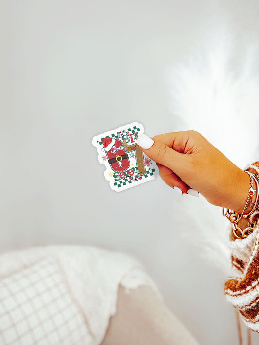Santa Deer 67 Retro Christmas Funny Six Seven Sticker