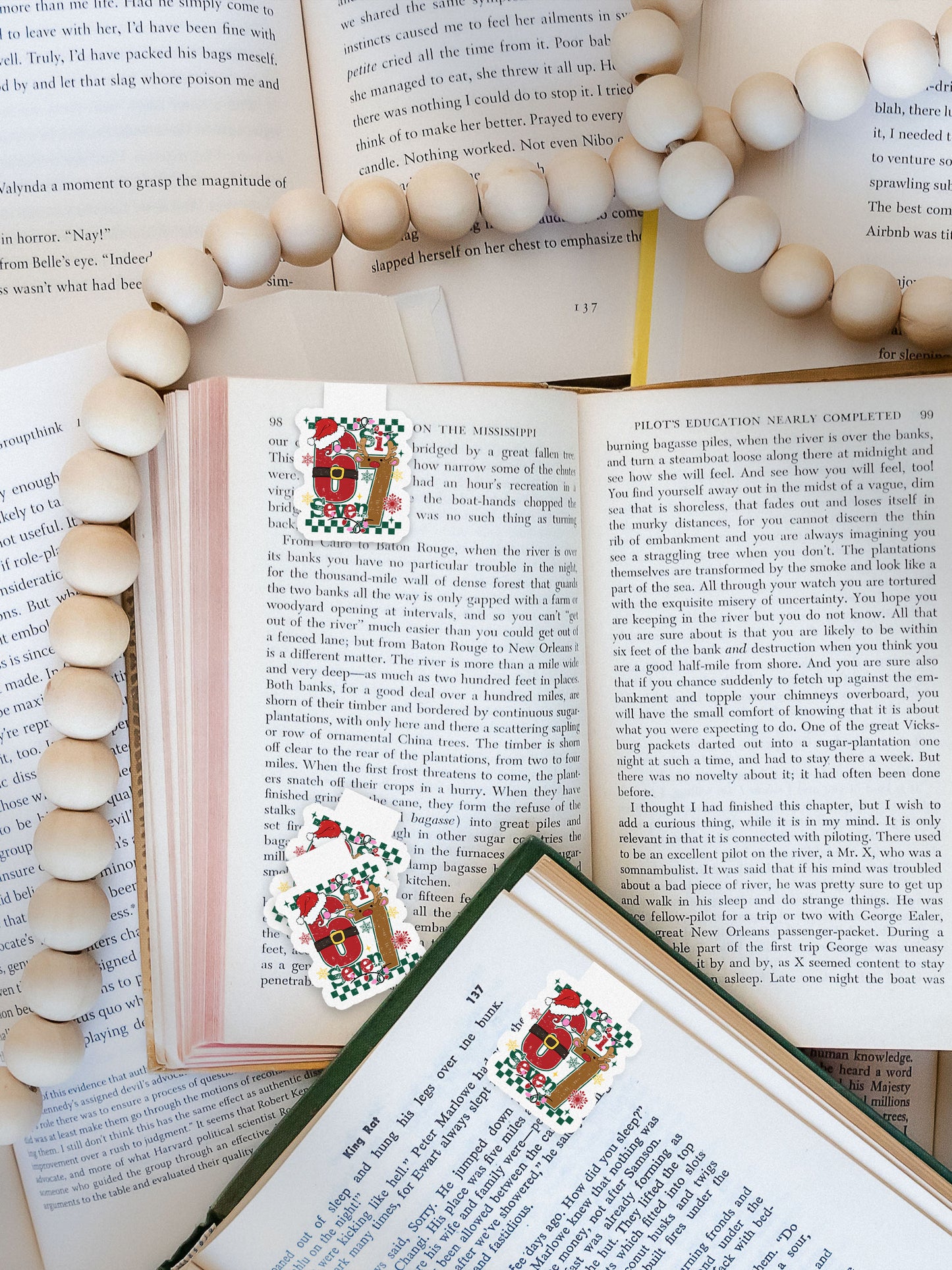 Santa Deer 67 Retro Christmas Funny Six Seven Magnetic Bookmark