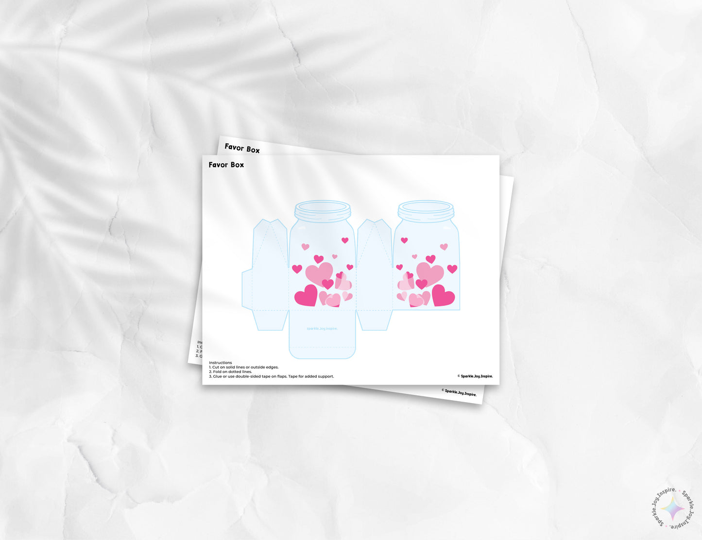 Jar Of Hearts Pink Hearts Valentine Favor Box Paper Craft Printable Paper Crafts