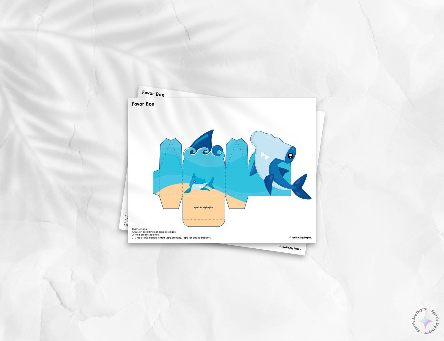 Shark Ocean Swimming Favor Box Paper Craft Printable Paper Crafts