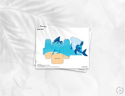 Shark Ocean Swimming Favor Box Paper Craft Printable Paper Crafts