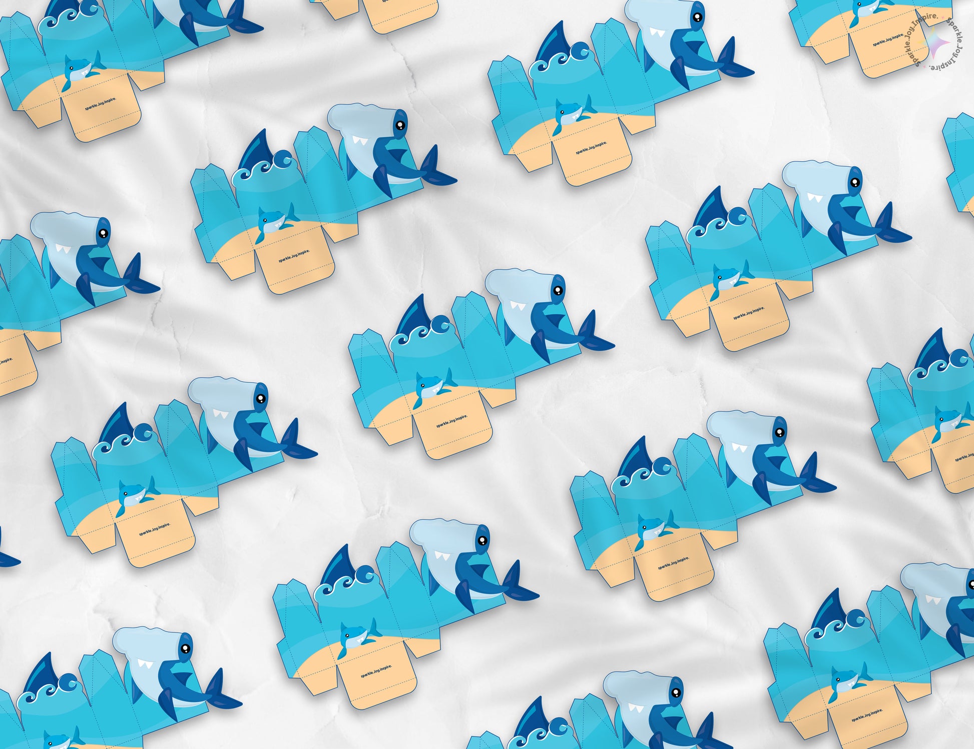 Shark Ocean Swimming Favor Box Paper Craft Printable Paper Crafts