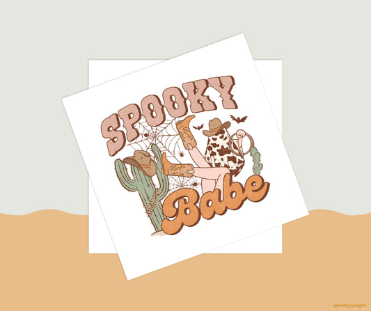 Spooky Babe Howdy Western Halloween Sublimation Transfer Print
