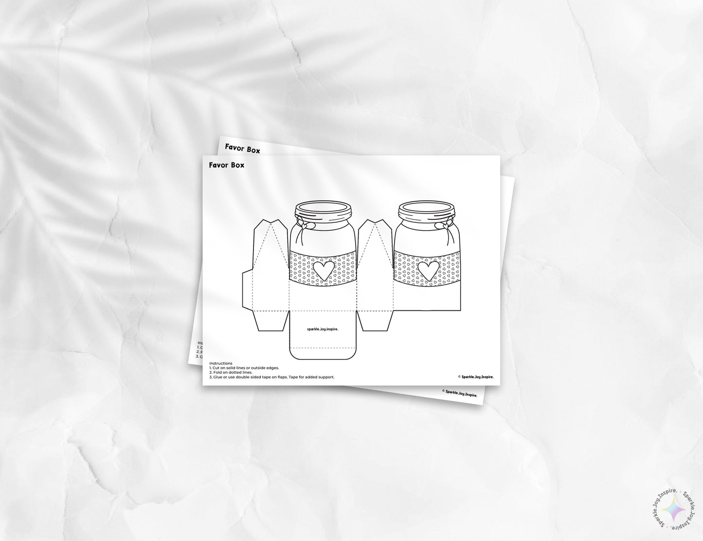 Jar Of Hearts Ribbon Color Me Valentine Favor Box Paper Craft Printable Paper Crafts