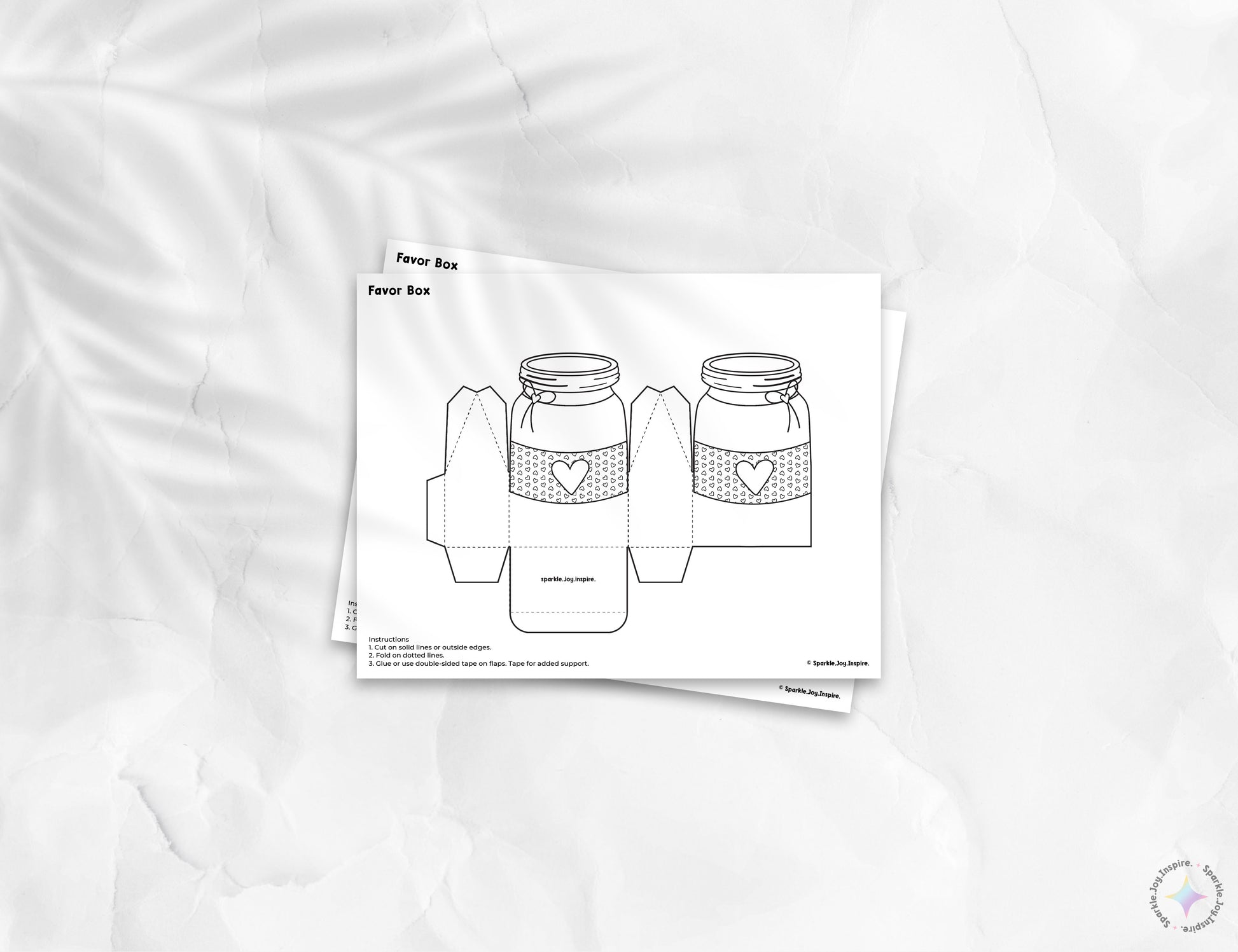 Jar Of Hearts Ribbon Color Me Valentine Favor Box Paper Craft Printable Paper Crafts